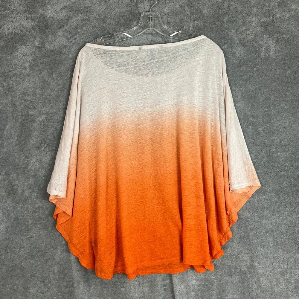 Ralph Lauren Poncho Top‎ Womens L 100% Linen Orange Ombre Lightweight